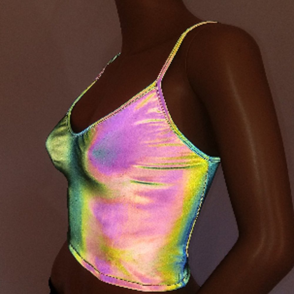 Reflective Festival Crop Top Tank Top